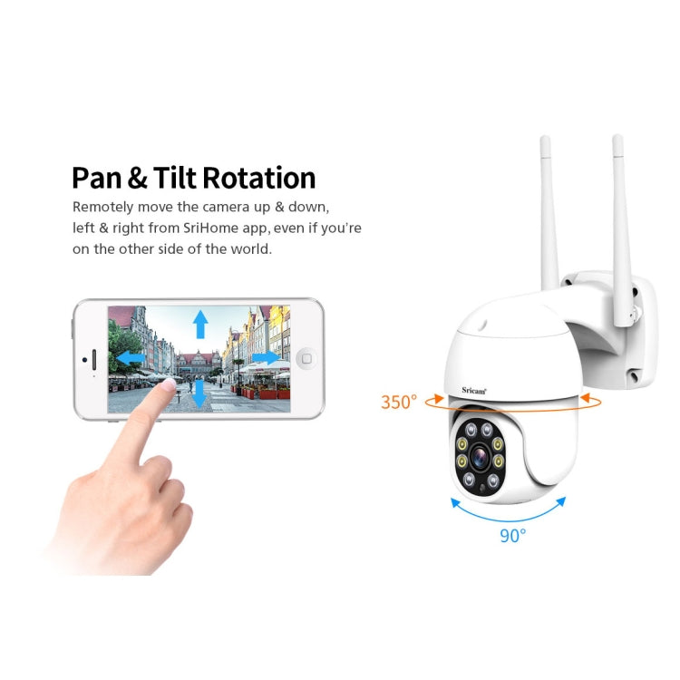 Sricam SP028 1080P HD Outdoor PTZ Camera, Support Two Way Audio / Motion Detection / Humanoid Detection / Color Night Vision / TF Card, US Plug Sricam SP028 1080P HD Outdoor PTZ Camera, Support Two Way Audio / Motion Detection / Humanoid Detection / Color Night Vision / TF Card, US Plug